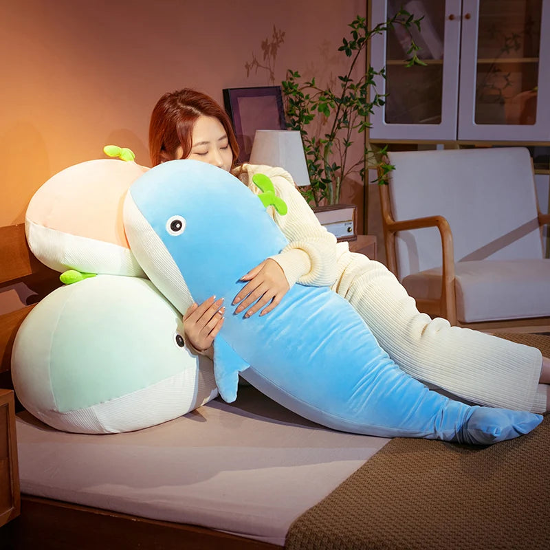 60~150cm Soft Stuffed Whale Toy Ocean Animal Underwater Giant Whale Plushie for Children Birthday Gift KAEMEX
