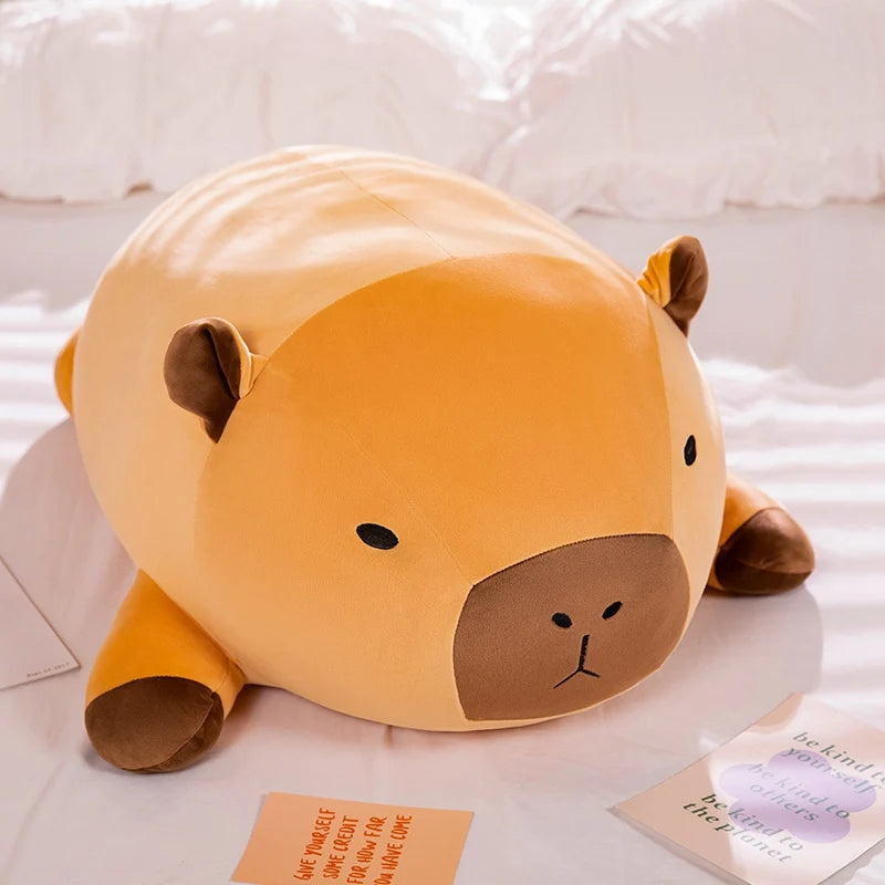 Fatty Long Capybara Plush Pillow Stuffed Round Kawaii Standing Brown Aquatic Cartoon Animal Bolster Plushie Gift KAEMEX