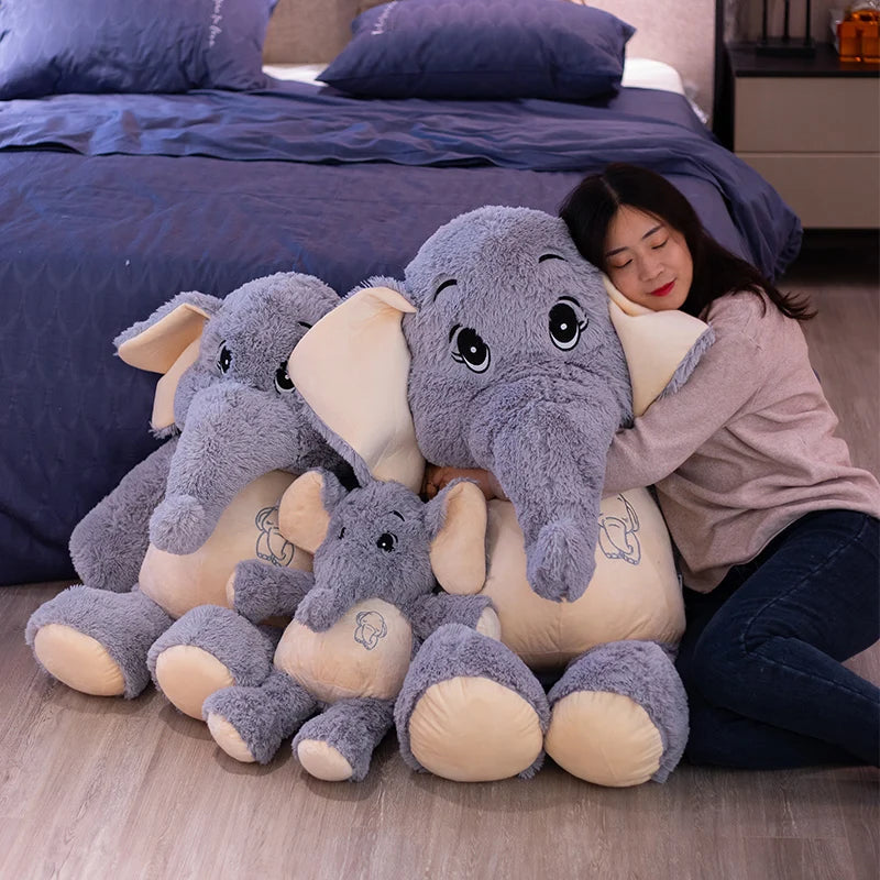Giant plush Elephant toys Grey Stuffed Big flappy ears Long plush elephant Animal toys for Christmas gift KAEMEX