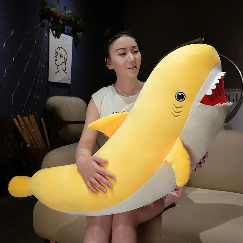 Creative Banana Shark Plush Toys Cotton Stuffed Cozy Shark Throw Pillow Back Cushion Lovely Room Decor KAEMEX