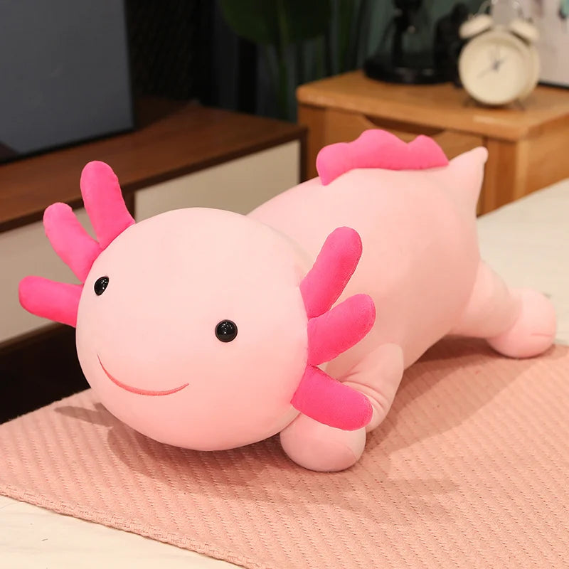 Giant Cuddly Salamander Newt Baby Axolotl Doll Plush Toy Green Blue Pink Rose Red Lying Smiling Face Aquatic Animal Gift KAEMEX