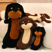 Curved Sausage Dog Shaped Pillow Black Dog Plush Toy Stuffed Puppy Leg Crossing Body Cushion Soft Plushie Birthday Presents KAEMEX