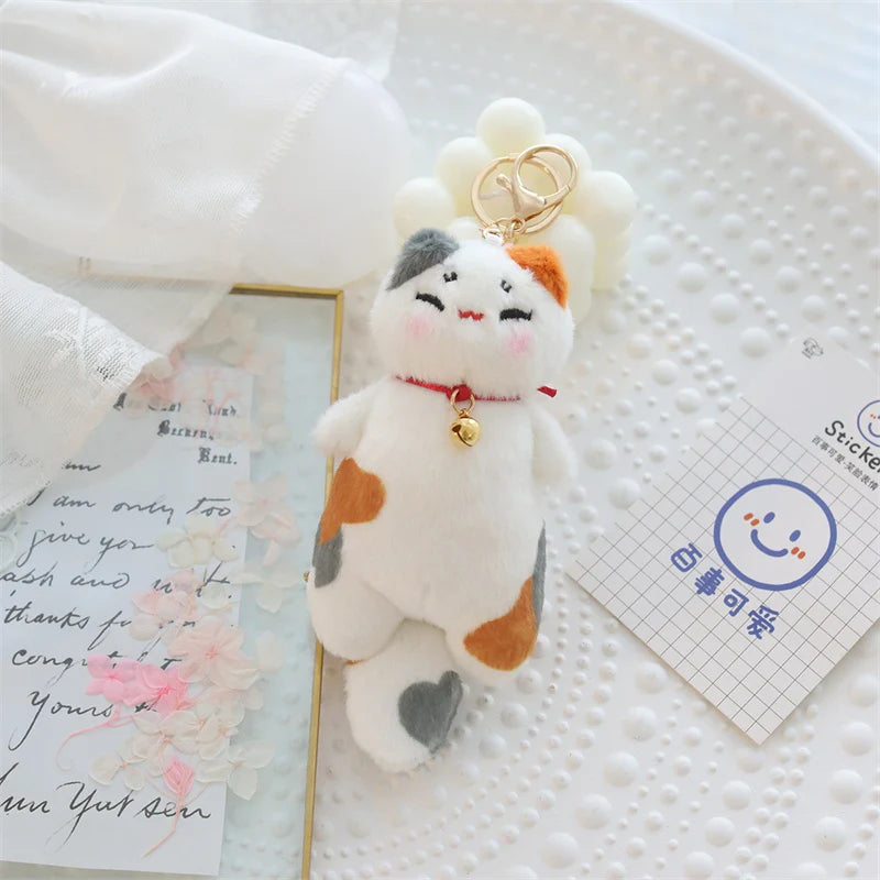 Japan Calling Bring Fortune Cat Plushie Stuffed Animals Flower Orange White Cats Throw Pillow Neck Bell Decor Necklace Toys KAEMEX