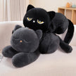 Black Cat Plush Pillow Soft Stuffed Lying Cat Cushion Cute Sleeping Cat Design Lovely Birthday Gift Idea for Cat Lovers KAEMEX