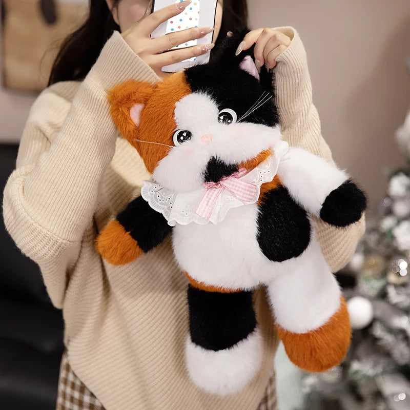 45/60cm Funny Cute Soft Cat Cow Cat Plush Toys Siamese Kitten Pillow Bed Sleep Home Decor Doll for Birthday Gift KAEMEX