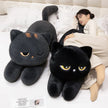 Black Cat Plush Pillow Soft Stuffed Lying Cat Cushion Cute Sleeping Cat Design Lovely Birthday Gift Idea for Cat Lovers KAEMEX