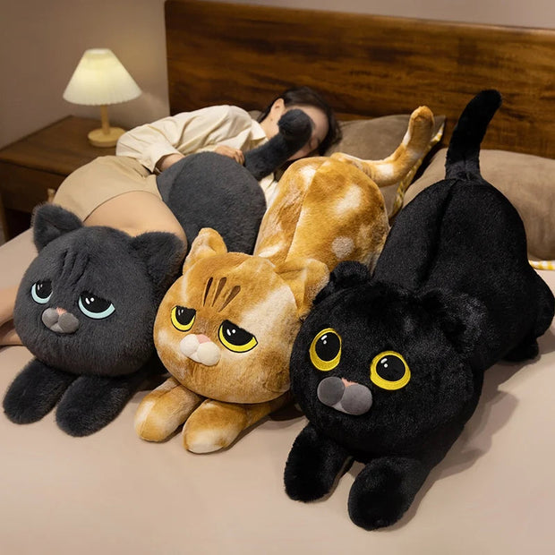 40/55/75CM Cartoon Lazy Cat Plush Toy Stuffed Soft Animal Pillow Lying Cat Pillow Sleeping Cushion Birthday Gift KAEMEX