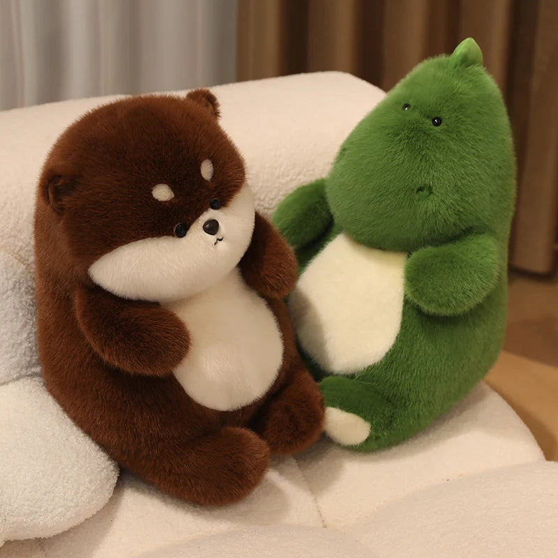 40CM Cute Animal Plush Toy Fox,Puppy,Black Cat,Dinosaur,Beaver Plush Doll Fluffy Stuffed Animal Toy Home Sofa Decor Gift KAEMEX