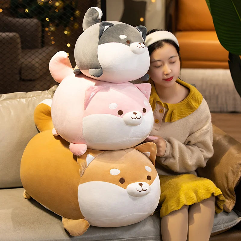 35-70cm Lovely Fat Shiba Inu & Corgi Dog Plush Toys Stuffed Soft Kawaii Animal Cartoon Pillow Dolls Gift KAEMEX
