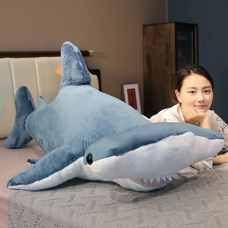 55-135cm Giant Size Whale Plush Toy Blue Sea Animals Stuffed Huggable Shark Soft Pillow Gift KAEMEX