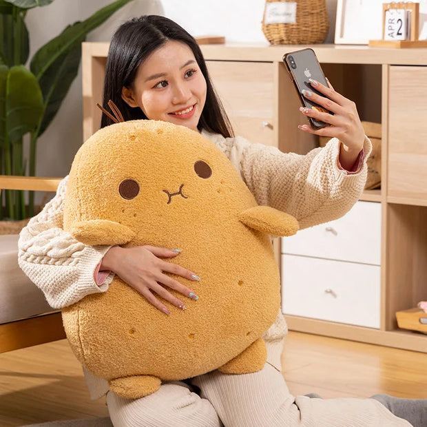 Kawaii Yellow Potato Shaped Plush Pillow Soft Toy for Girlfriend Decorative Potatos Adornment for Bedroom Gift Idea KAEMEX