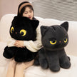 Black Cat Plush Pillow Soft Stuffed Sitting Cat Cushion Cute Cat Design Lovely Birthday Gift Idea for Cat Lovers KAEMEX