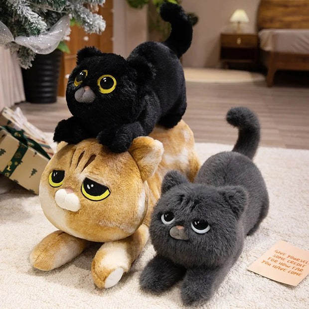 40/55/75CM Cartoon Lazy Cat Plush Toy Stuffed Soft Animal Pillow Lying Cat Pillow Sleeping Cushion Birthday Gift KAEMEX