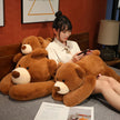 50cm-120cm Lying Bear Plush Toys Soft Sleep Pillow Cartoon Animal Bear Stuffed Doll Classic Birthday Gifts KAEMEX