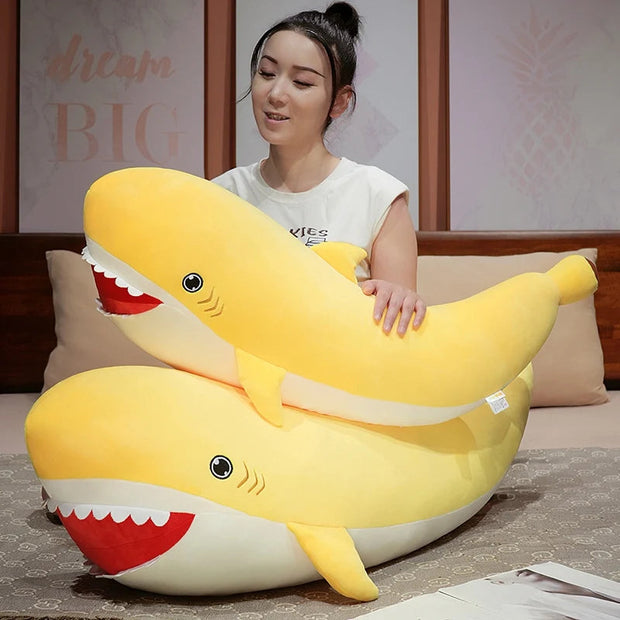 Creative Banana Shark Plush Toys Cotton Stuffed Cozy Shark Throw Pillow Back Cushion Lovely Room Decor KAEMEX