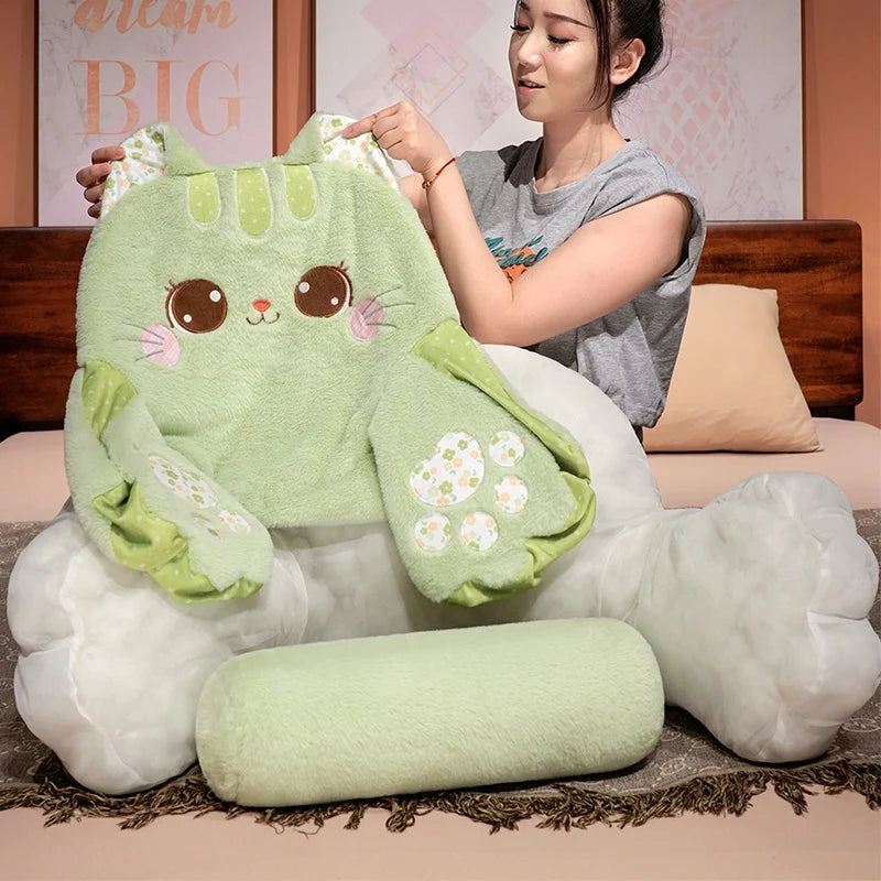 Cartoon soft Animal Cat Plush Backrest Sofa Cushion Stuffed Triangle Pillow On The Bed Gifts KAEMEX